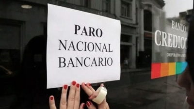 La Asociación Bancaria anunció un paro nacional de 24 horas para el jueves 23 de febrero
