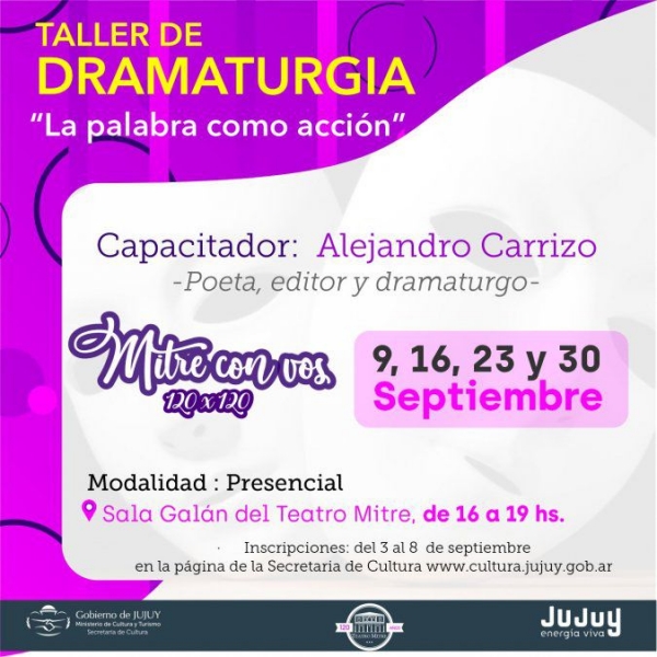 Dictar&aacute;n formaciones sobre Dramaturgia, Dise&ntilde;o y Audio