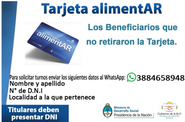 Turnos para quienes no retiraron la tarjeta alimentAR