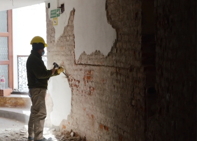 Obras de restauraci&oacute;n en la sala mayor del Teatro Mitre