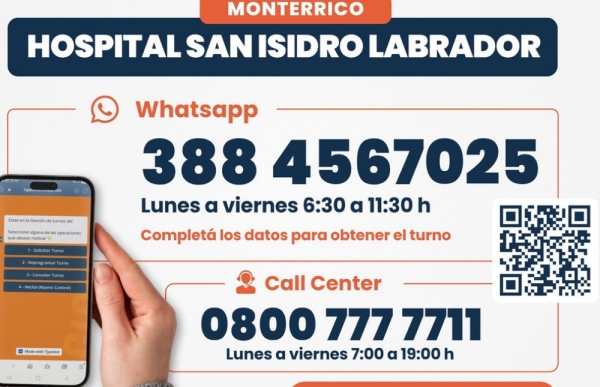 Hospital de Monterrico habilita los turnos por whatsapp