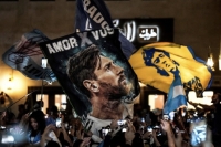 Banderazo argentino, un ritual en Doha antes de cada partido