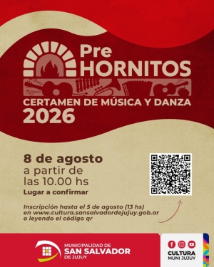 Pre Hornitos 2026: el Municipio invita a participar del Certamen Folklórico de Música y Danza