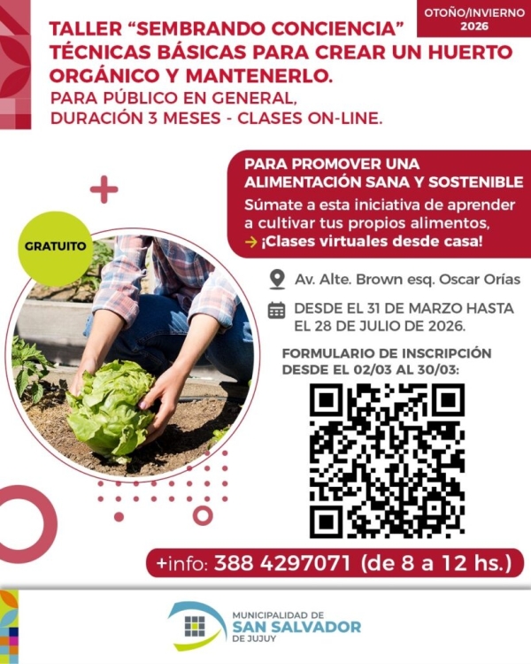 Convocan para inscribirse al taller on line sobre t&eacute;cnicas b&aacute;sicas para crear un huerto org&aacute;nico