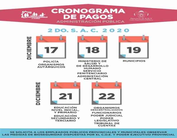 El 17 comienza el pago del aguinaldo a empleados p&uacute;blicos
