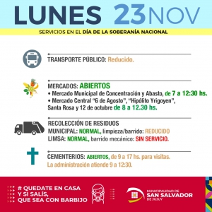 As&iacute; funcionaran los servicios municipales el feriado del 23