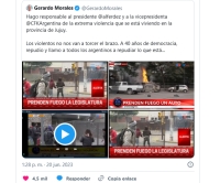 Violencia en Jujuy: Morales responsabiliz&oacute; a Alberto Fern&aacute;ndez y Cristina Kirchner
