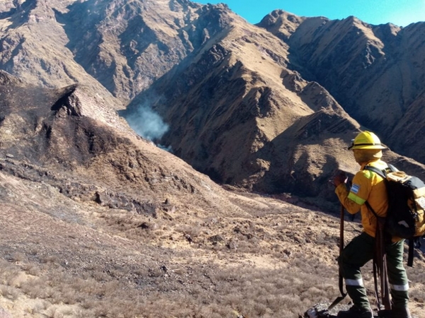 Controlan inendio forestal a mas de 4 mil metro de altura