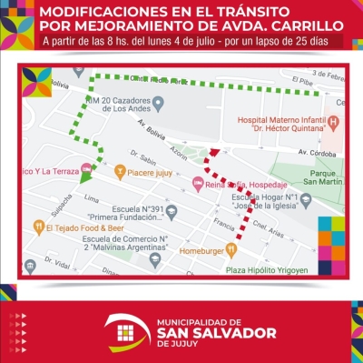 Modificaciones en el tr&aacute;nsito por mejoramiento de Avda. Carrillo