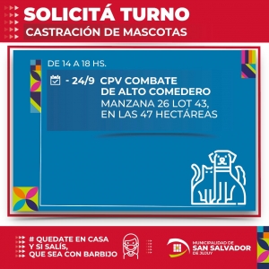 Atentos el lunes entregan turnos para castraciones