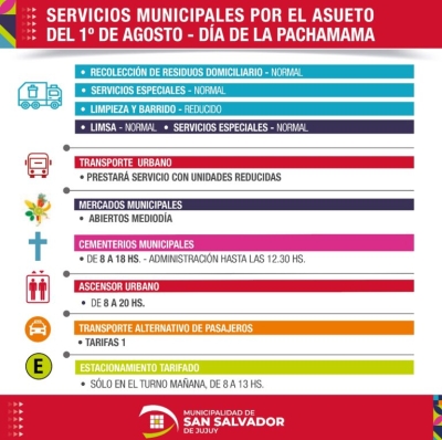 D&iacute;a de la Pachamama: servicios municipales por el asueto del lunes 1&deg; de agosto