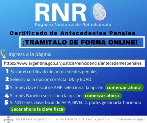 Certificado de Antecedentes penales,disponible online