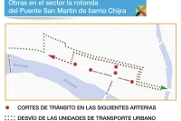 Modificaciones en el tr&aacute;nsito por obras en la rotonda del puente San Mart&iacute;n del barrio Chijra