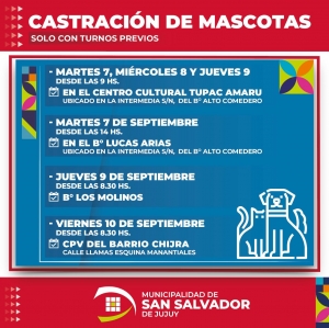 Cronograma semanal de castraci&oacute;n de mascotas en Capital