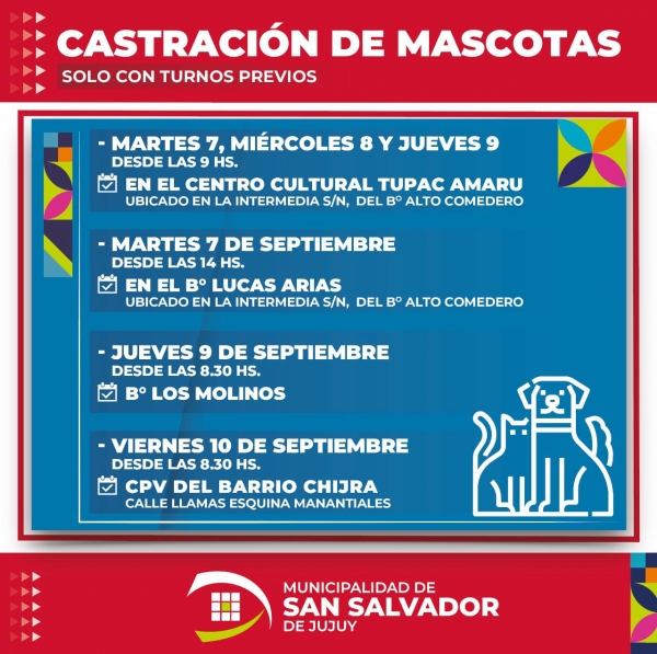 Cronograma semanal de castraci&oacute;n de mascotas en Capital