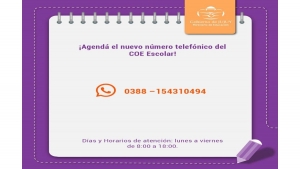 COE Escolar: nuevo n&uacute;mero telef&oacute;nico