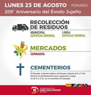 As&iacute; ser&aacute;n los servicios municipales el 23 de Agosto