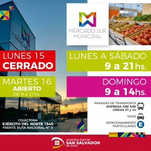 Mercado Sur cerradr&aacute; el lunes de carnaval