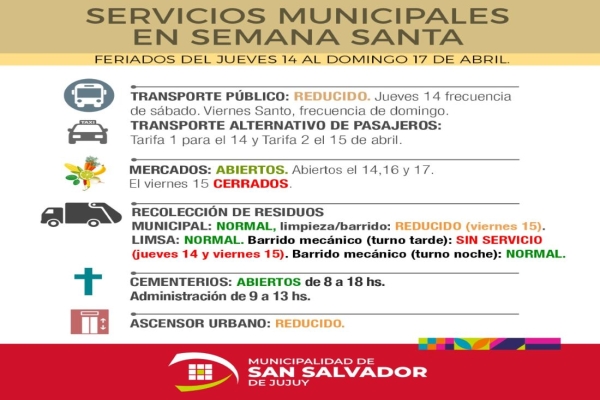 As&iacute; ser&aacute;n los servicios en Capital por Semana Santa