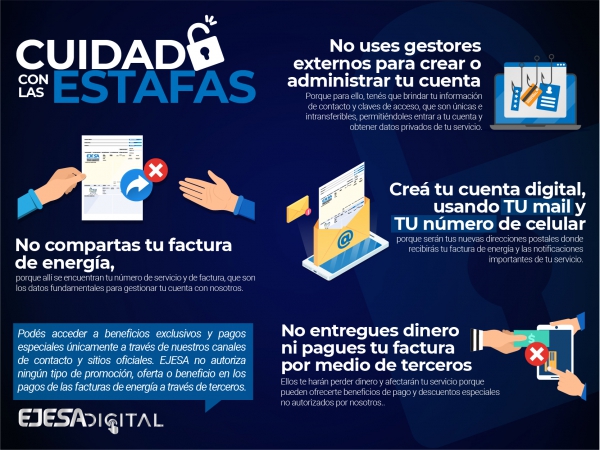 Estafas: Recomendaciones de EJESA para cuidar nuestra informaci&oacute;n