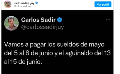 Pagos.Sueldos del 5 al 8 e junio y el aguinaldo del 13 al 15