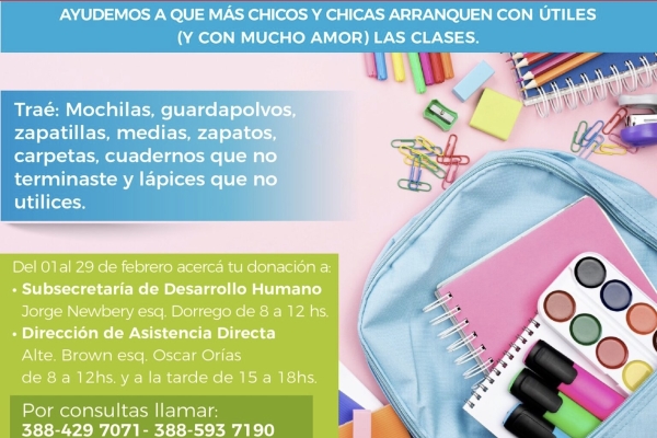 Contin&uacute;a la campa&ntilde;a &ldquo;Mochilas Solidarias&rdquo;