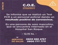 Coronavirus: otro polic&iacute;a di&oacute; positivo