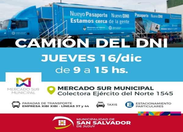 Cami&oacute;n f&aacute;brica de DNI desde el jueves en Mercado Sur