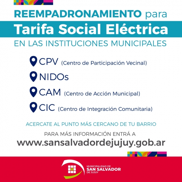 REEMPADRONAMIENTO PARA TARIFA SOCIAL EN LAS INSTITUCIONES MUNICIPALES