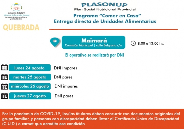 El lunes entrega del Plasonup en Maimar&aacute;