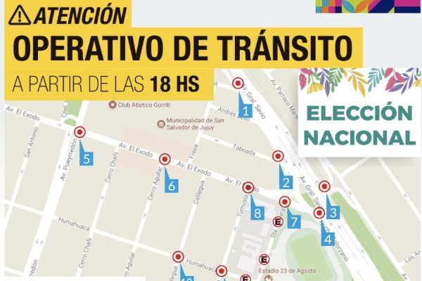 Disposiciones del tránsito por la Elección de la Representante Nacional