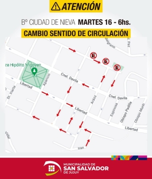 Cambios del sentido de circulaci&oacute;n de calles del barrio Ciudad de Nieva