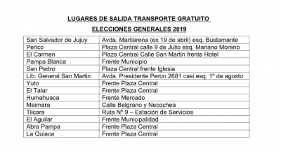 TRANSPORTE GRATUITO PARA SUFRAGANTES