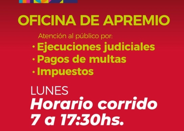 Oficina de Apremio atender&aacute; los lunes en horario corrido