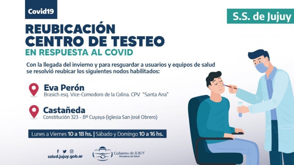 Se reubican Centros de Testeo en la capital