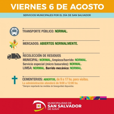 Servicios municipales por el 6 de agosto