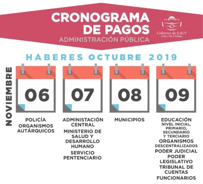 EL MI&Eacute;RCOLES 6 INICIA EL CRONOGRAMA DE PAGOS