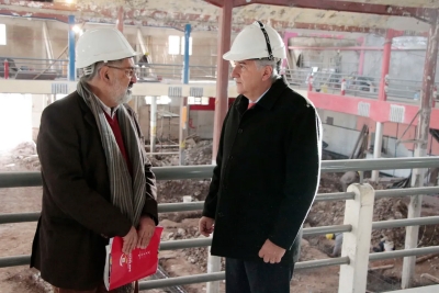 Morales y el intendente Jorge recorrieron obras en el mercado central