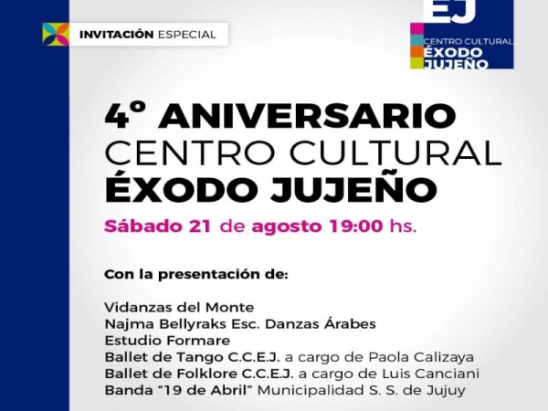 Centro Cultural "Exodo Juje&ntilde;o" de aniversario