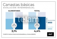 El costo de la canasta b&aacute;sica alimentaria subi&oacute; 3,1% en noviembre, inform&oacute; el Indec
