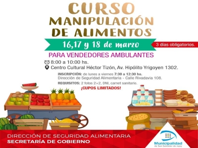 Curso reglamentario sobre manipulaci&oacute;n de alimentos