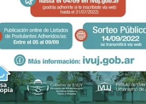El 4 de septiembre finaliza la adhesi&oacute;n online para el pr&oacute;ximo sorteo p&uacute;blico de IVUJ