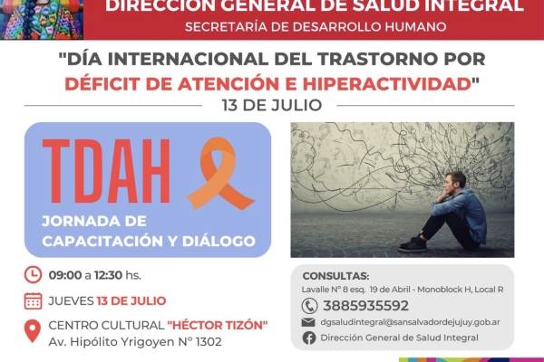 El jueves 13 se dictar&aacute; una Jornada de Capacitaci&oacute;n y Di&aacute;logo sobre el &ldquo;TDHA&rdquo;