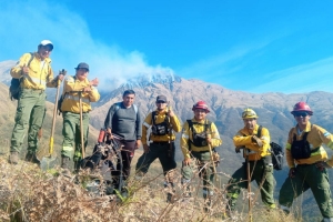Cerro Azul. Brigadistas controlaron el incendio foresta