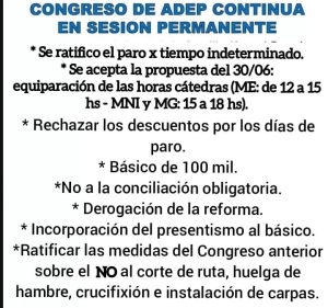 ADEP contin&uacute;a con paro por tiempo indeterminado