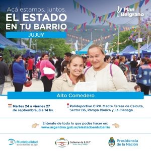 El Estado en tu Barrio estar&aacute; en el CPV Madre Teresa de Calcuta