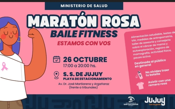 Marat&oacute;n Rosa de baile fitness por el Mes de Sensibilizaci&oacute;n