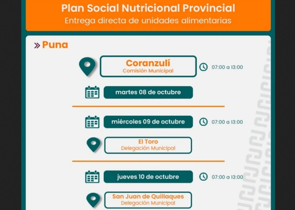 Familias de Coranzul&iacute; recibir&aacute;n m&oacute;dulos alimentarios