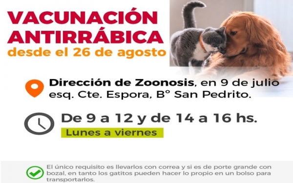 Vacunaci&oacute;n antirr&aacute;bica solo en el 9 de Julio