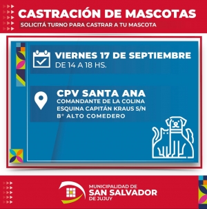 Entregan turnos para castraci&oacute;n de mascotas